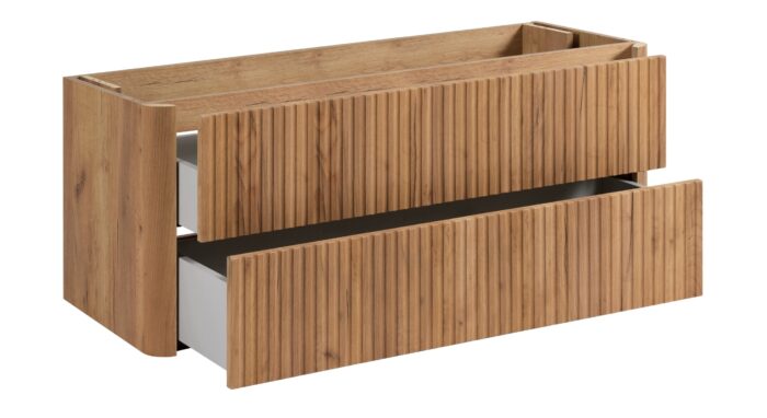 LINEA 120 cm dąb craft złoty szafka łazienkowa z blatem wisząca ryflowana