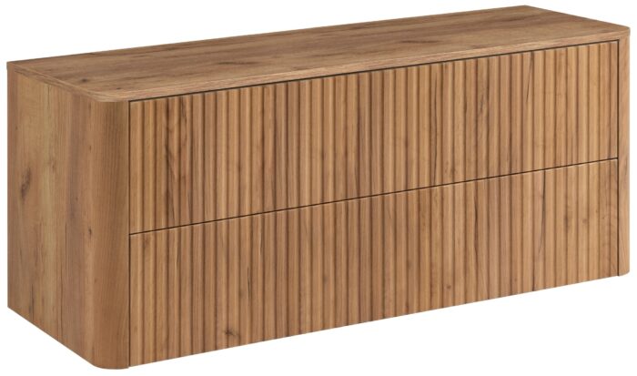 LINEA 120 cm dąb craft złoty szafka łazienkowa z blatem wisząca ryflowana