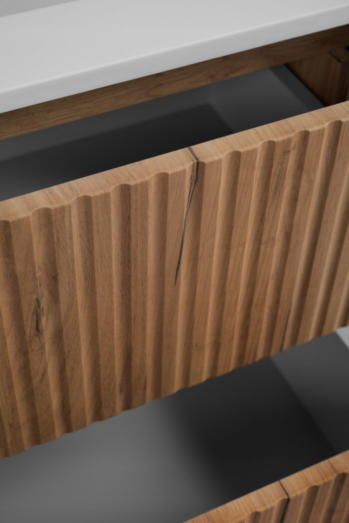 LINEA 100 cm dąb craft złoty szafka łazienkowa wisząca ryflowana Push to Open