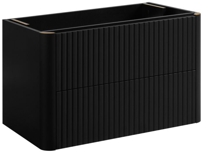 LINEA 80 cm czarna szafka łazienkowa wisząca ryflowana Push to Open