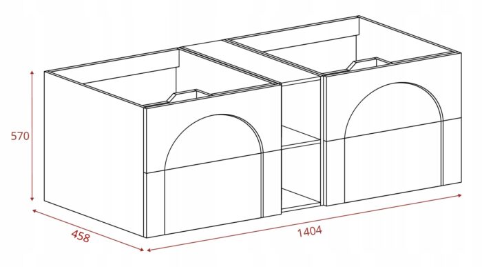 AURA 140 cm kaszmir szafka łazienkowa z regałem wisząca frezowana