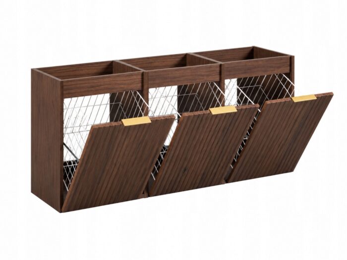 FLOW 120 cm dąb orzech zestaw łazienkowy 3x kosz na pranie wiszący frezowany