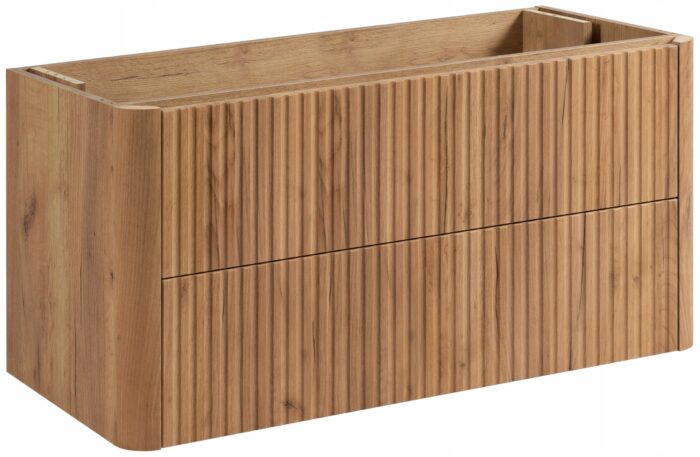 LINEA 100 cm dąb craft złoty szafka łazienkowa wisząca ryflowana Push to Open