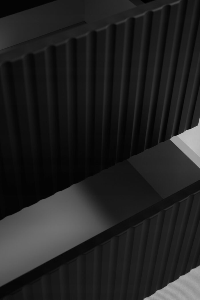 LINEA 120 cm czarna szafka łazienkowa wisząca ryflowana Push to Open