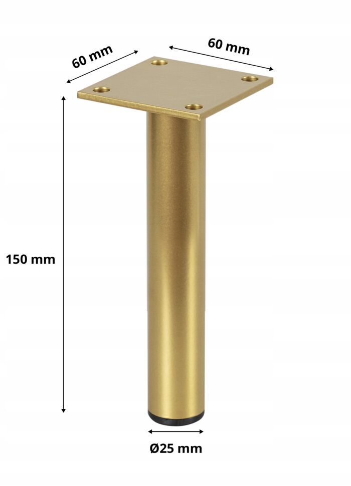 Nóżki meblowe 15 cm złote komplet 4 sztuk metalowe