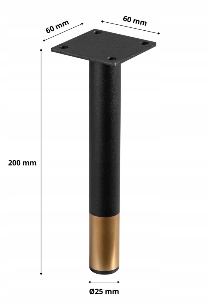 Nóżki meblowe 20 cm czarne złote komplet 4 sztuk metalowe