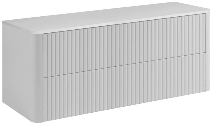 LINEA 120 cm biała szafka łazienkowa z blatem wisząca ryflowana