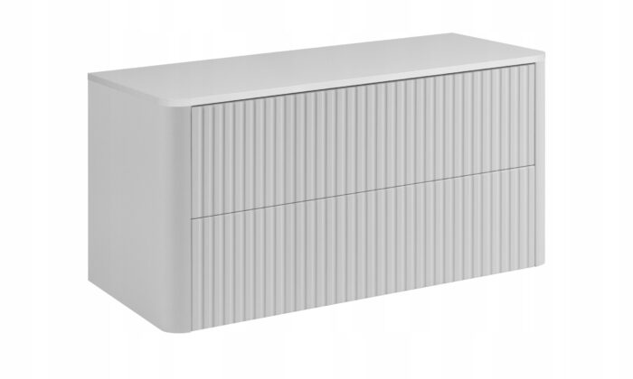 LINEA 100 cm biała szafka łazienkowa z umywalką z konglomeratu wisząca ryflowana