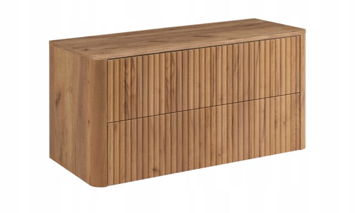 LINEA 100 cm dąb craft złoty szafka łazienkowa z umywalką z konglomeratu wisząca ryflowana