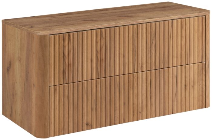 LINEA 100 cm dąb craft złoty szafka łazienkowa z blatem wisząca ryflowana