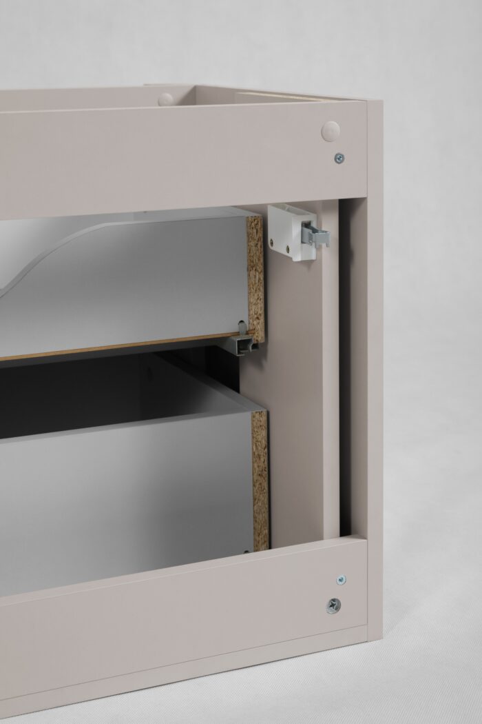 LINEA 60 cm kaszmir szafka łazienkowa z umywalką z konglomeratu wisząca ryflowana