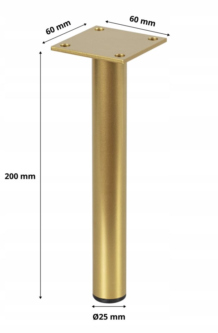 Nóżki meblowe 20 cm złote komplet 4 sztuk metalowe