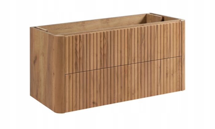 LINEA 100 cm dąb craft złoty szafka łazienkowa z blatem wisząca ryflowana