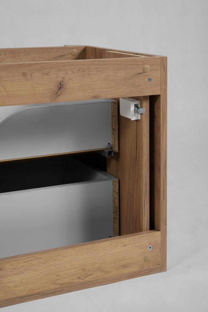 LINEA 100 cm dąb craft złoty szafka łazienkowa wisząca ryflowana Push to Open