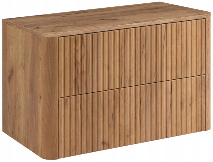 LINEA 80 cm dąb craft złoty szafka łazienkowa z blatem wisząca ryflowana