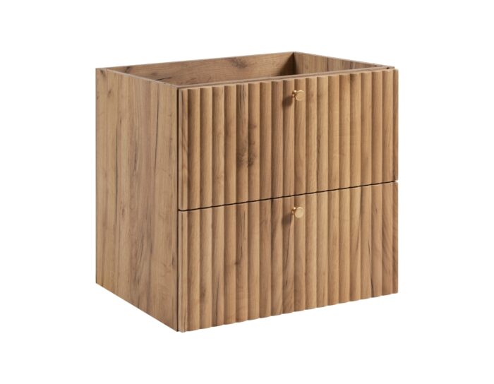 BELLO 60 cm dąb craft złoty szafka łazienkowa wisząca ryflowana