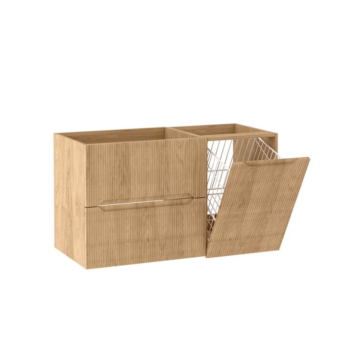 NOVO 100 cm hikora szafka łazienkowa z blatem koszem na pranie ryflowana MDF