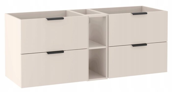 LUNA 140 cm kaszmir szafka łazienkowa wisząca 4 szuflady z regałem 20 cm