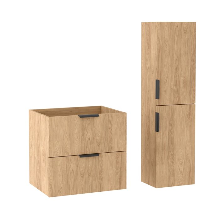 LUNA 60 cm hikora szafka łazienkowa wisząca 2 szuflady ze słupkiem 130 cm