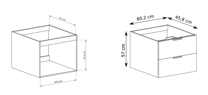NOVO 100 cm hikora szafka łazienkowa z blatem koszem na pranie ryflowana MDF