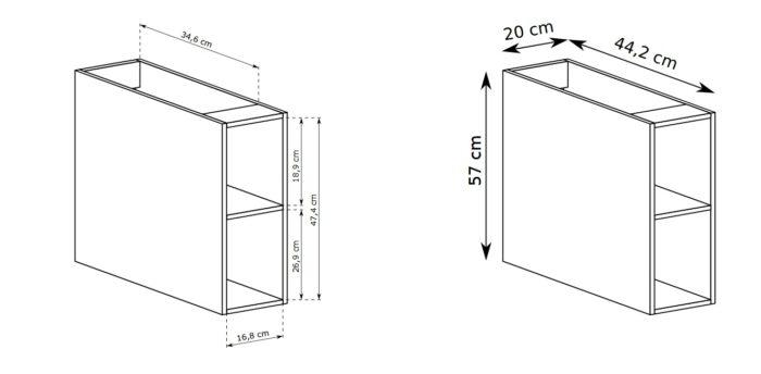 NOVO 100 cm hikora szafka łazienkowa wisząca 2 szuflady 2 regały ryflowana MDF
