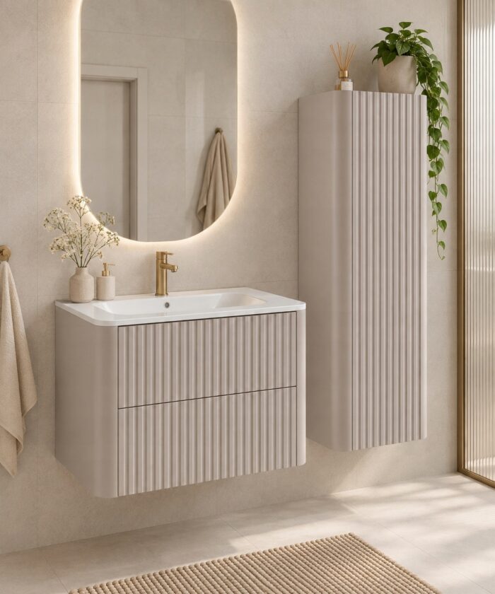 LINEA 35 cm kaszmir słupek łazienkowy 136 cm wiszący ryflowany Push to Open