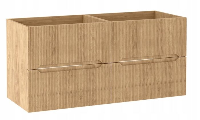 NOVO 120 cm hikora szafka łazienkowa wisząca ryflowana 4 szuflady MDF
