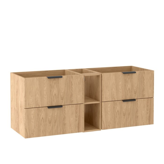 LUNA 140 cm hikora szafka łazienkowa wisząca 4 szuflady z regałem 20 cm