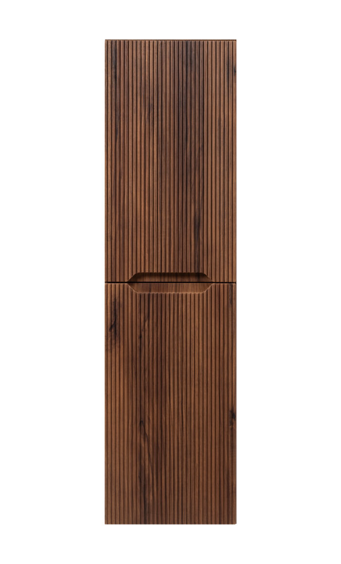 NOVO 130 cm orzech Warmia słupek łazienkowy wiszący ryflowany 3 półki cichy domyk