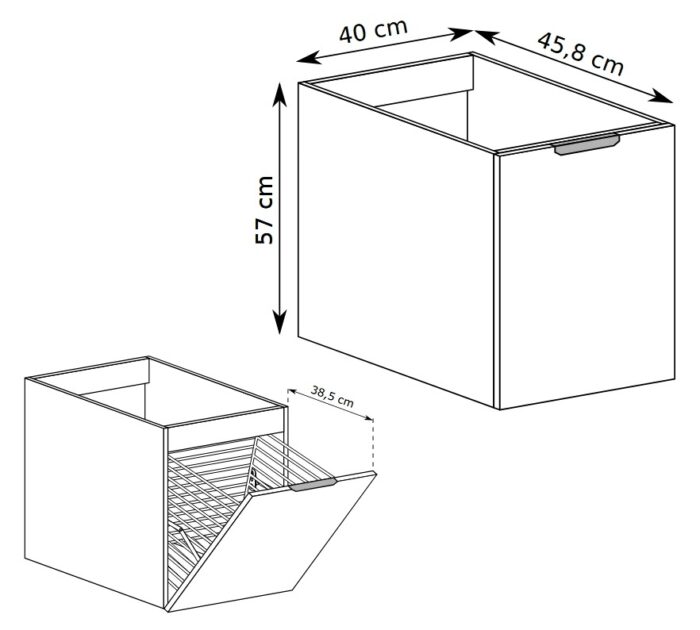 NOVO 100 cm hikora szafka łazienkowa z blatem koszem na pranie ryflowana MDF