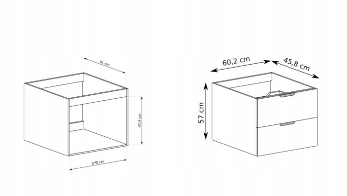 NOVO 160 cm hikora szafka łazienkowa wisząca 4 szuflady kosz na pranie MDF