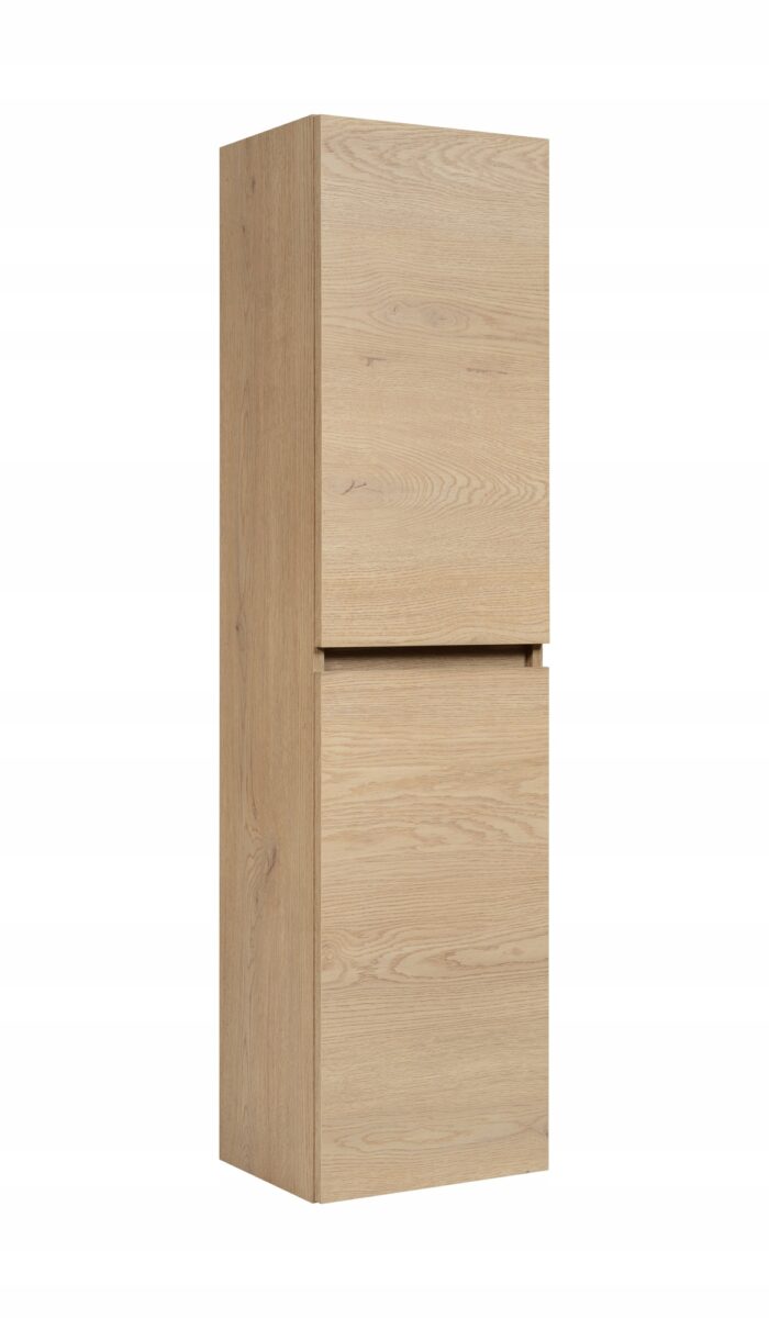 SIMPLE 136 cm dąb jasny regał łazienkowy wiszący z drzwiami i półkami