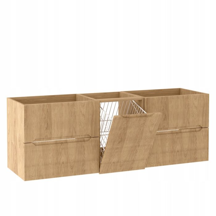NOVO 160 cm hikora szafka łazienkowa wisząca 4 szuflady kosz na pranie MDF