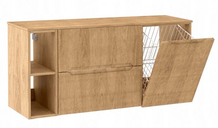 NOVO 120 cm hikora szafka łazienkowa z blatem 2 szuflady regał kosz na pranie