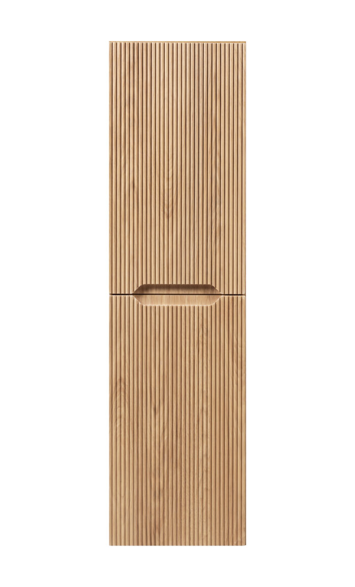 NOVO 130 cm hikora słupek łazienkowy wiszący ryflowany 3 półki cichy domyk