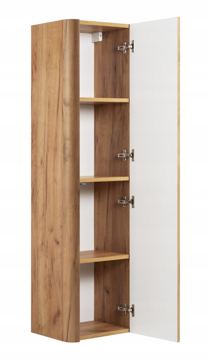 LINEA 35 cm Dąb Craft Złoty słupek łazienkowy 136 cm wiszący ryflowany Push to Open