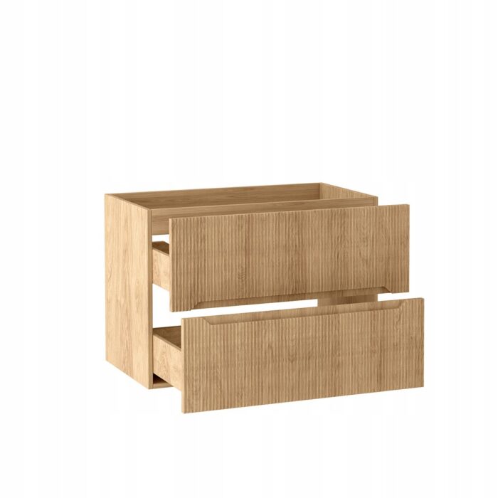NOVO 80 cm hikora szafka pod umywalkę wisząca ryflowana 2 szuflady