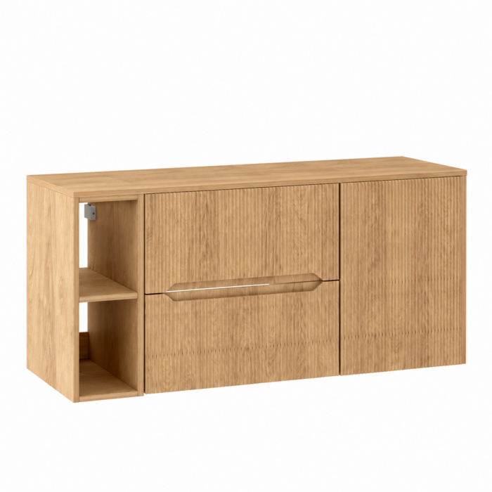 NOVO 120 cm hikora szafka łazienkowa z blatem 2 szuflady regał szafka z półką