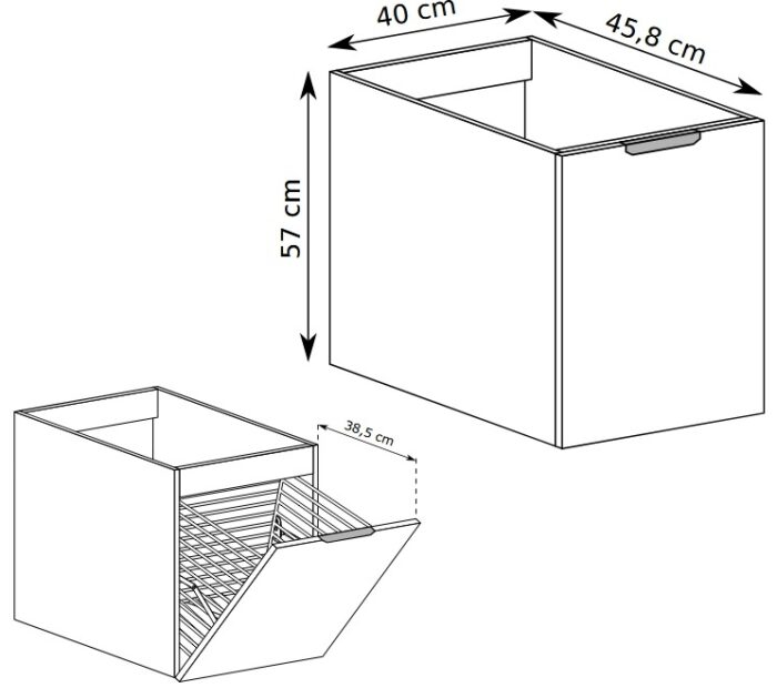 NOVO 100 cm hikora szafka łazienkowa wisząca ryflowana z koszem na pranie MDF