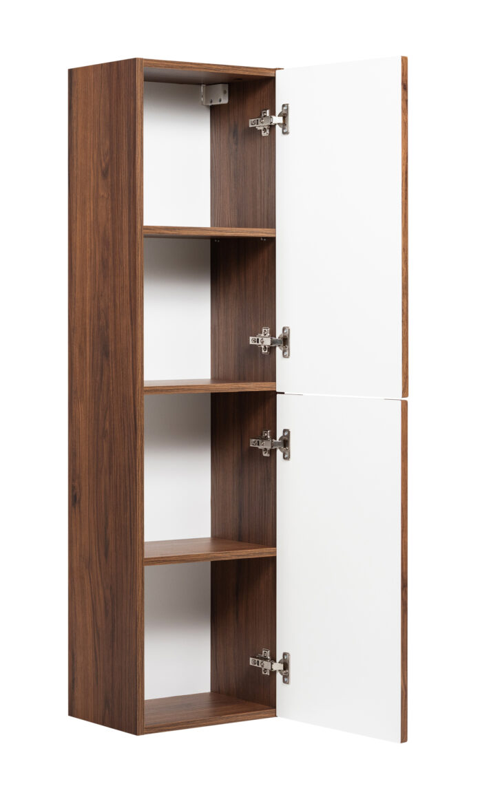 NOVO 130 cm orzech Warmia słupek łazienkowy wiszący ryflowany 3 półki cichy domyk