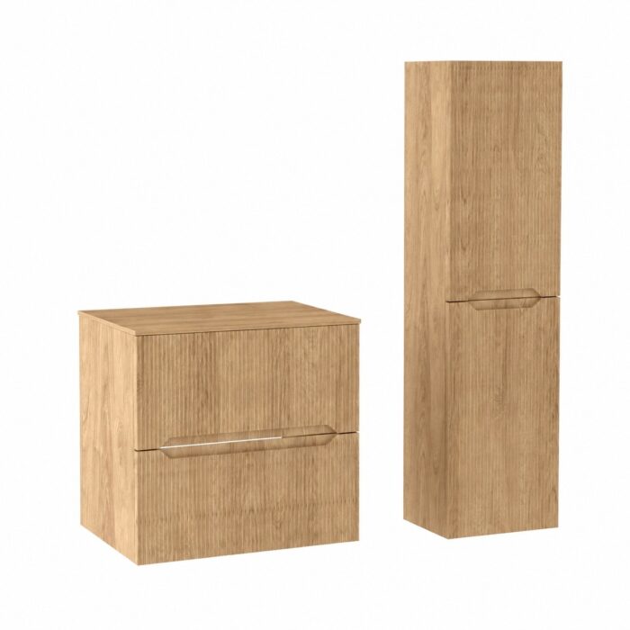NOVO 60 cm hikora szafka łazienkowa z blatem 2 szuflady słupek 130 cm MDF