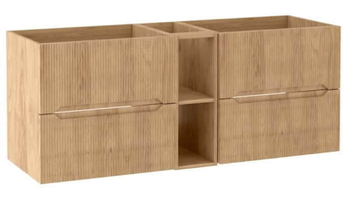 NOVO 140 cm hikora szafka łazienkowa wisząca 4 szuflady regał ryflowana MDF