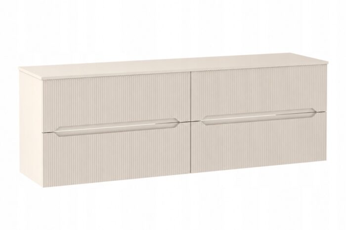 NOVO 160 cm kaszmir szafka łazienkowa z blatem wisząca ryflowana 4 szuflady
