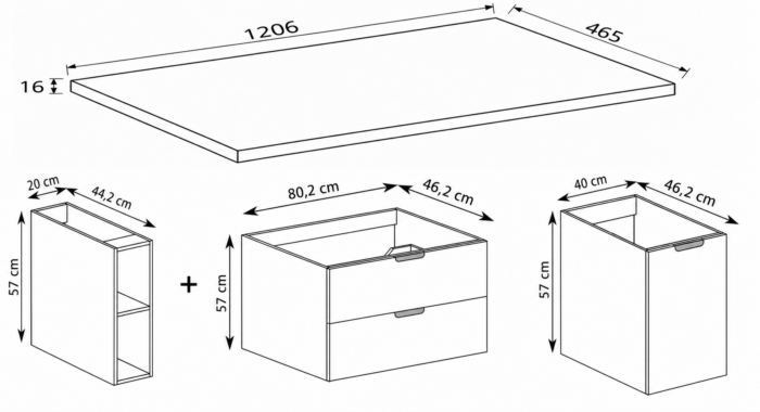 NOVO 140 cm kaszmir szafka łazienkowa wisząca z blatem regałem 2 szuflady
