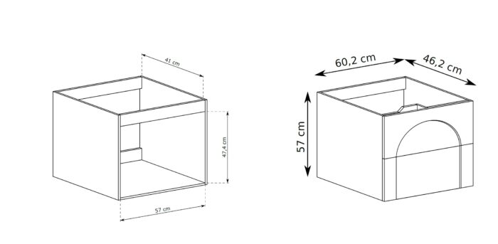 AURA 60 cm kaszmir szafka łazienkowa z blatem Dąb Hikora 2 szuflady