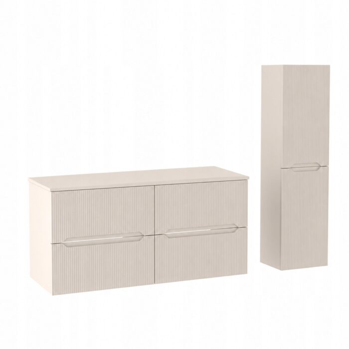 NOVO 120 cm kaszmir szafka łazienkowa z blatem 4 szuflady słupek 130 cm