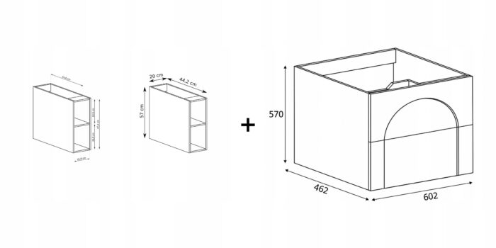 AURA 80 cm kaszmir szafka łazienkowa z regałem Hikora frezowana wisząca