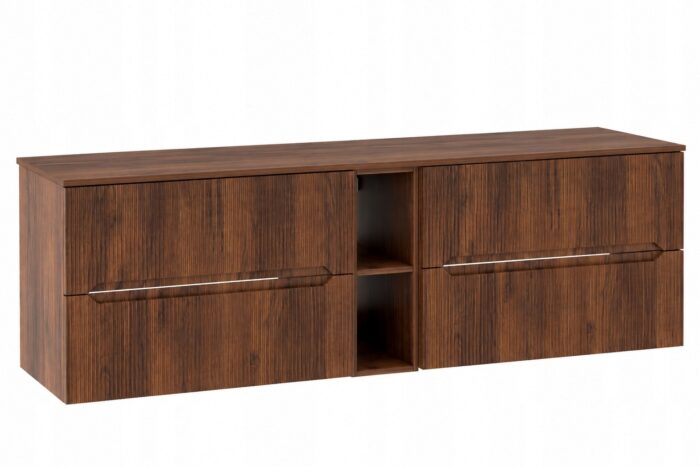 NOVO 180 cm orzech Warmia szafka łazienkowa z blatem 4 szuflady regał 20 cm