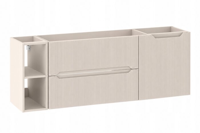 NOVO 140 cm kaszmir szafka łazienkowa wisząca 2 szuflady z regałem i drzwiami