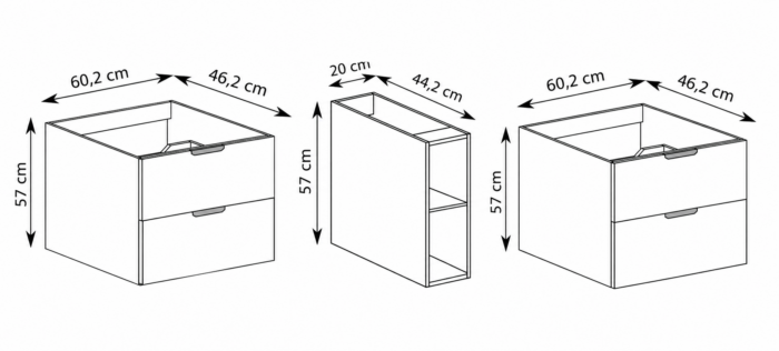 NOVO 140 cm orzech Warmia szafka łazienkowa 4 szuflady regał 20 cm wisząca